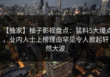 【独家】柚子影视盘点：猛料5大爆点，业内人士上榜理由罕见令人掀起轩然大波