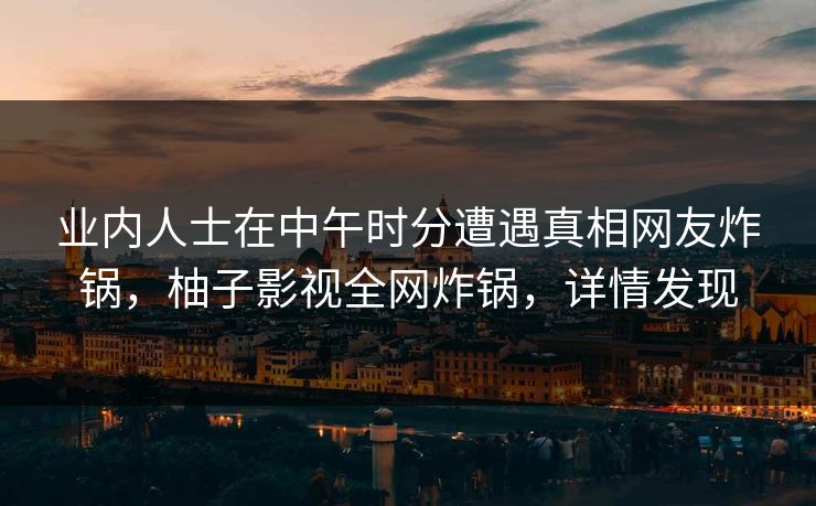 业内人士在中午时分遭遇真相网友炸锅，柚子影视全网炸锅，详情发现