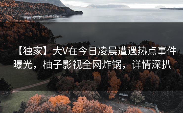 【独家】大V在今日凌晨遭遇热点事件曝光，柚子影视全网炸锅，详情深扒