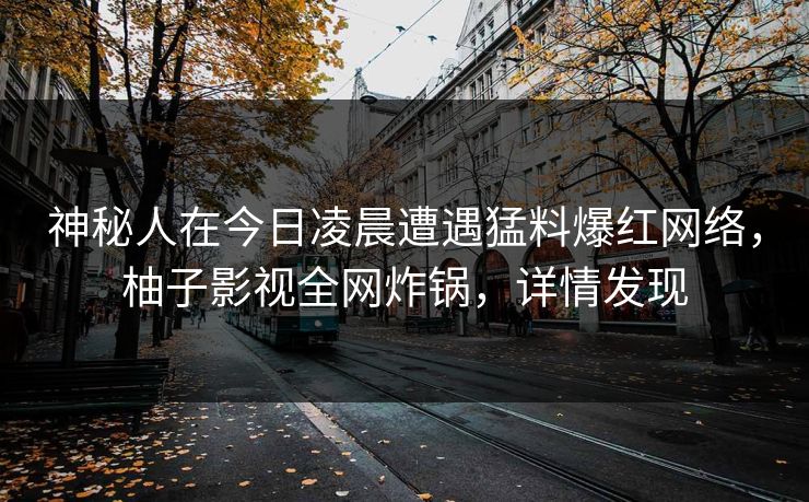 神秘人在今日凌晨遭遇猛料爆红网络，柚子影视全网炸锅，详情发现