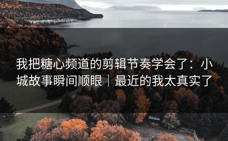 我把糖心频道的剪辑节奏学会了：小城故事瞬间顺眼｜最近的我太真实了
